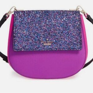 Kate Spade CAMERON STREET GLITTER Pink PURPLE small BYRDIE shoulder Bag HANDBAG